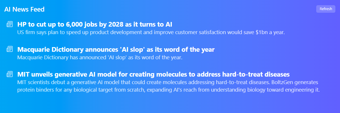 Real-Time AI News Feed